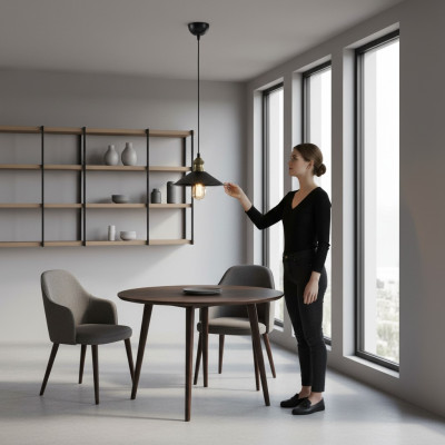 Lámpara de techo Una moderna lámpara colgante de salón de lujo en negro nuevo