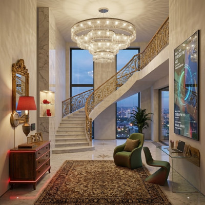 Candelabro Para el vestíbulo de cristal brillante nuevo Lujo interior Nuevo