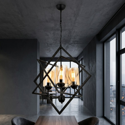 Lámpara de techo colgante de lujo para el salón, interior negro.