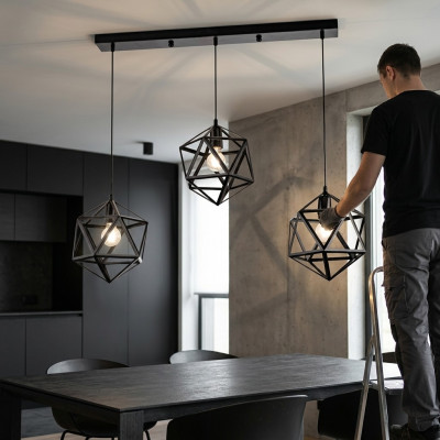 Lámpara de techo moderna y de lujo, lámpara colgante negra, luces de sala de estar.