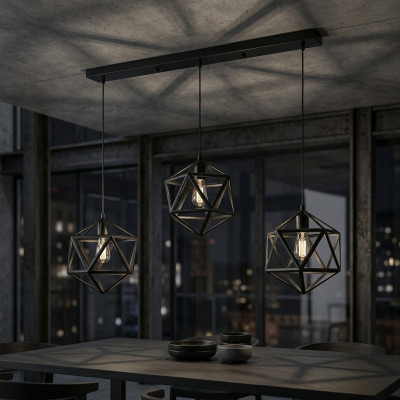 Lámpara de techo moderna y de lujo, lámpara colgante negra, luces de sala de estar.