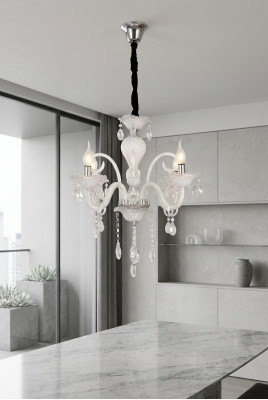Lámpara de techo Una lámpara colgante blanca moderna para la sala de estar de lujo nueva.