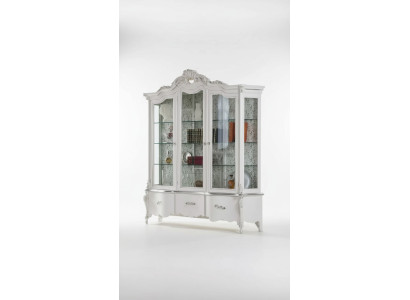 Mueble vitrina de lujo de madera blanca en diseño italiano