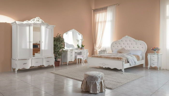 Conjunto de muebles de dormitorio completo Set de muebles clásicos blancos 8 piezas nuevo