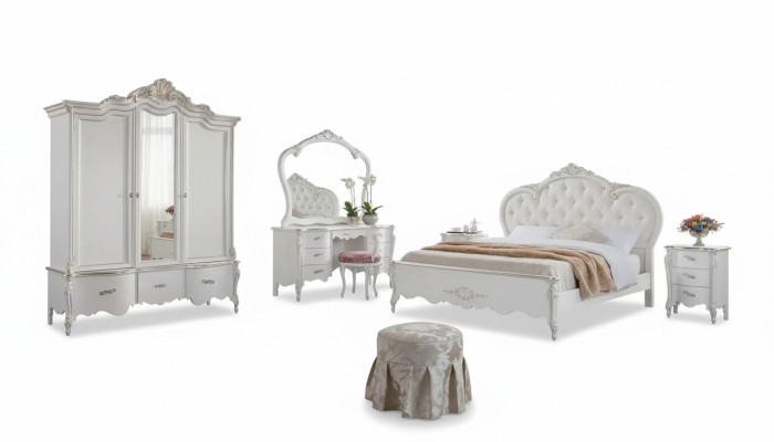 Conjunto de muebles de dormitorio completo Set de muebles clásicos blancos 8 piezas nuevo