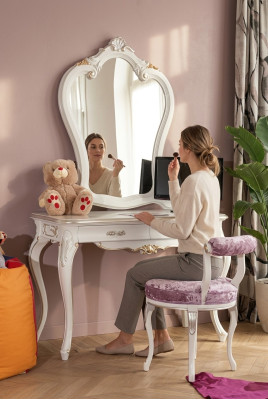 Mesa tocador con espejo de consola de juego del dormitorio Muebles de diseño2tlg de madera