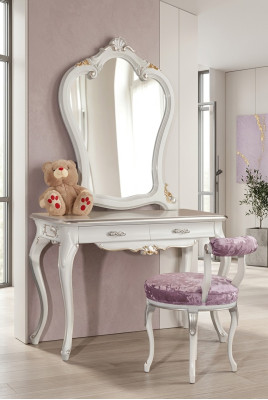 Mesa tocador con espejo de consola de juego del dormitorio Muebles de diseño2tlg de madera