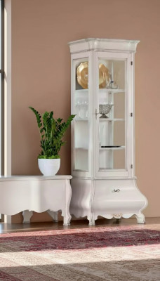 Diseño de armario de madera de lujo Vitrina blanca Muebles italianos Armario Vitrinas