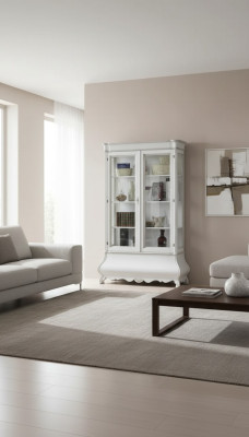 Muebles clásicos para la sala de estar Vitrina de madera blanca Mueble de sala de estar Armario