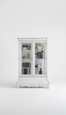 Muebles clásicos para la sala de estar Vitrina de madera blanca Mueble de sala de estar Armario