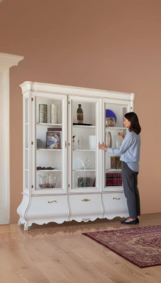 Vitrina de madera, armarios de lujo, aparador clásico, muebles italianos de 185x50 cm.