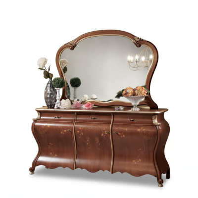 Cómoda con espejo Mueble de consola Cómodas con cajones Conjunto de 2 piezas