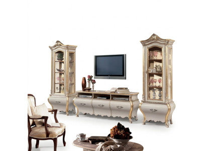 Salón clásico conjunto de muebles de madera de lujo con armarios y vitrina de pared de la sala de estar de 3 piezas.
