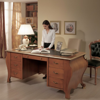 Escritorio de oficina diseño clásico Escritorio de madera marrón Mueble de mesa