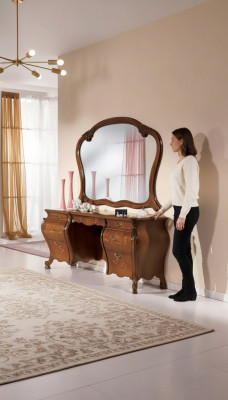 Juego de tocador con espejo, muebles de dormitorio diseño 2 piezas