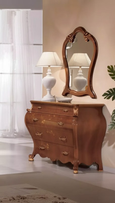 Dormitorio Espejo Cómoda Madera Diseño clásico Lujo Marrón Nuevo