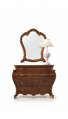 Dormitorio Espejo Cómoda Madera Diseño clásico Lujo Marrón Nuevo