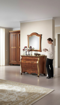 Dormitorio Muebles cómoda con espejo Lujo conjunto de muebles clásicos 2 piezas
