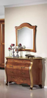 Dormitorio Muebles cómoda con espejo Lujo conjunto de muebles clásicos 2 piezas