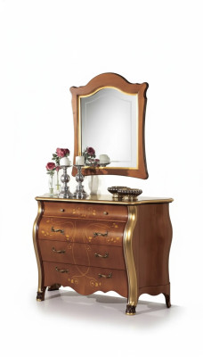 Dormitorio Muebles cómoda con espejo Lujo conjunto de muebles clásicos 2 piezas