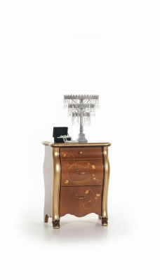 Mesitas de noche Mesita de noche Diseño clásico Muebles Madera Marrón Mesas auxiliares