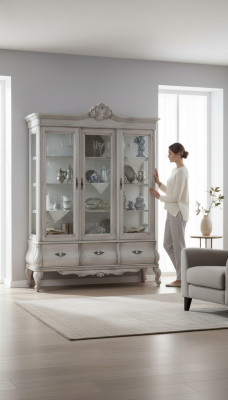 Vitrina de madera Lujo Armario Clásico Mueble Italiano Armarios