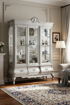 Vitrina de madera Lujo Armario Clásico Mueble Italiano Armarios