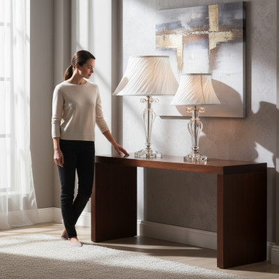 Clásica lámpara de mesa blanca en estilo candelabro de cristal Nueva