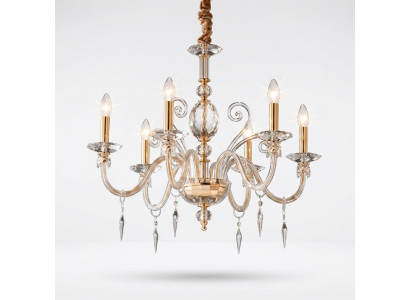 Elegante lámpara de techo colgante de cristal dorado a la moda