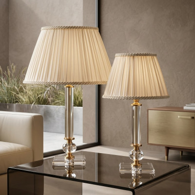 Lámpara de mesa estilo antiguo con cristales, lámpara de mesa, lámpara de cristal, lámpara de pie