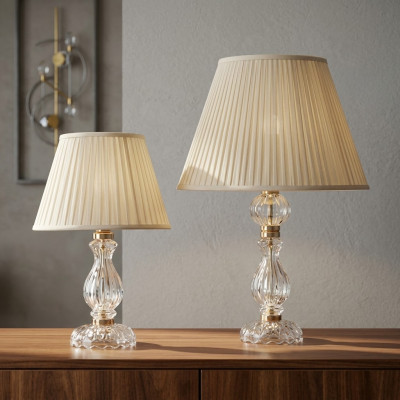 Lámpara de mesa blanca transparente estilo antiguo, lámpara de cristal de araña