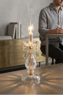 Lámpara de mesa elegante estilo antiguo decoración de lujo lámpara de vela de cristal