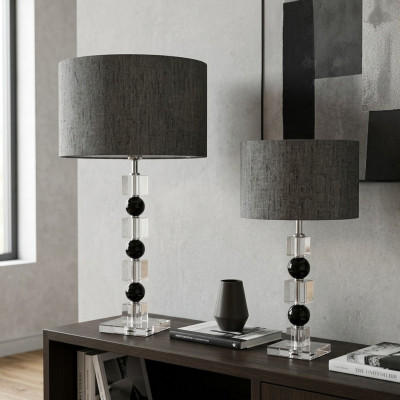 Lámpara de mesa gris clásica de noche Lámpara de mesa lujosa Lámpara