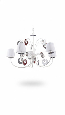 Lujoso candelabro de techo de 4 lámparas estilo Art Déco blanco nuevo.