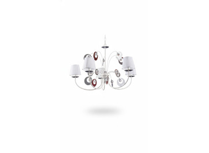 Lujoso candelabro de techo de 4 lámparas estilo Art Déco blanco nuevo.