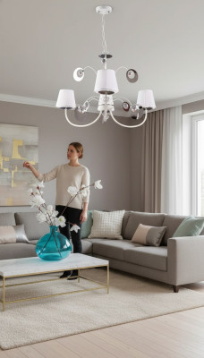 Lámpara de techo de lujo de 3 luces candelabro Art déco blanco nuevo