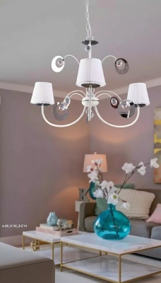 Lámpara de techo de lujo de 3 luces candelabro Art déco blanco nuevo