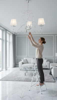 Lámpara colgante de cristal de lujo Elegante candelabro de techo con 3 lámparas.