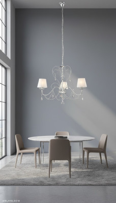 Lámpara colgante de cristal de lujo Elegante candelabro de techo con 3 lámparas.