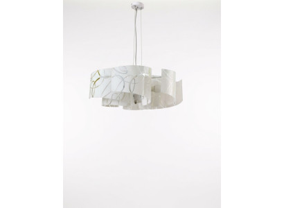 Elegante candelabro moderno blanco colgante con 6 lámparas.
