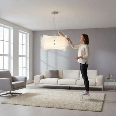 Lámpara de techo elegante clásica blanca con candelabro colgante de 2 x lámparas nuevo.