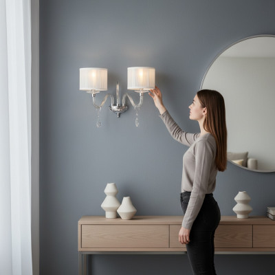 Elegante lámpara de pared Lámpara de pared clásica Lámpara de pie de pared Blanca Nueva