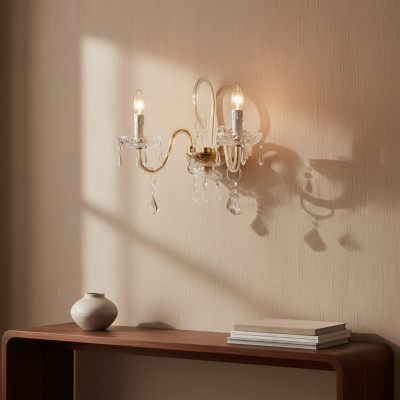 Lámpara de pared clásica, lámpara de araña de lujo, lámpara de cristal estilo candelabro.