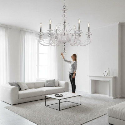 Lámpara de techo Candelabro de techo Lámpara de araña de cristal blanco antiguo estilo