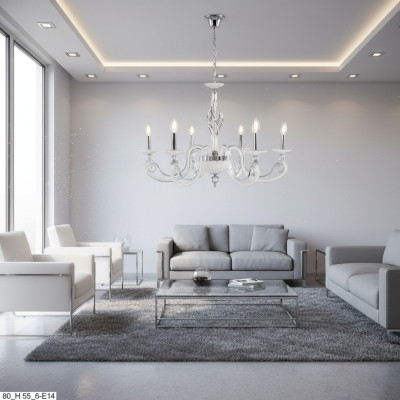 Lámpara de techo Lüster de cristal de lujo Lámpara de araña blanco Candelabro