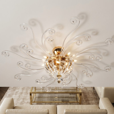 Lámpara de techo de cristal de lujo, candelabro, araña.