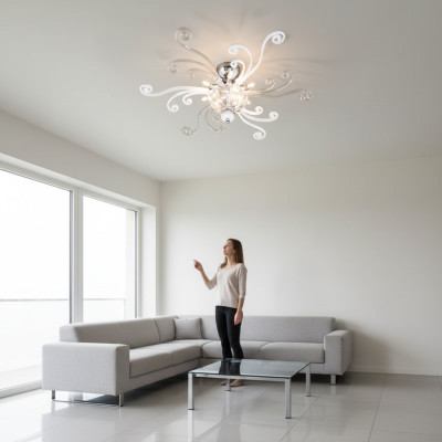 Lámpara de techo de lujo blanca lámpara de araña colgante lámpara de techo lustre lámpara de cristal