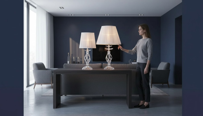 Diseñador lámpara de pie de cristal blanco estilo antiguo de araña lámpara de mesa.