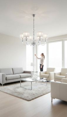 Lámpara de techo Candelabro Lámpara de araña Cristal Blanco Lámparas Estilo antiguo