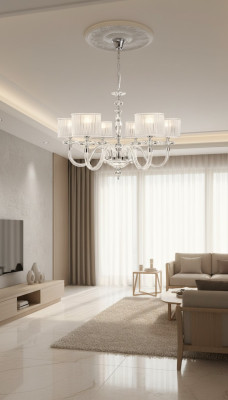 Lámpara de techo Candelabro Lámpara de araña Cristal Blanco Lámparas Estilo antiguo